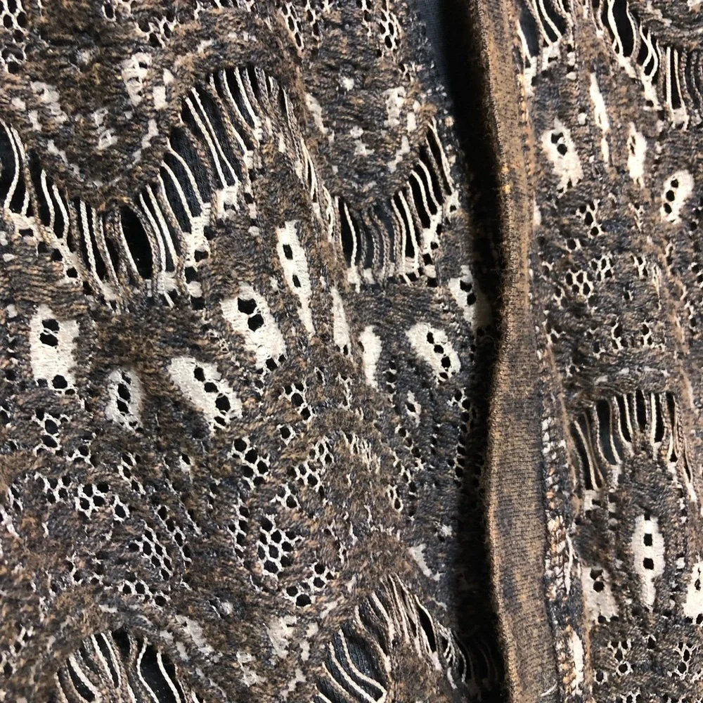 Crash & Burn Shimmering Charcoal Blouse with Lace Accents - Picture 6 of 9